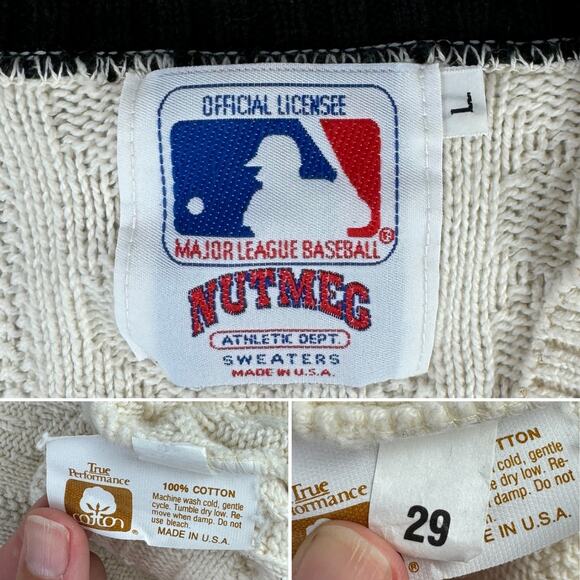 VTG Nutmeg Cable Knit Major League Baseball Players Alumni Sweater Size Large - Picture 12 of 15